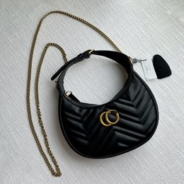 Orijinal Deri Çanta Tasarımcı Crossbody Bag Moda Bayanlar Hilal Çantası Klasik Zincir Omuz Çantası Cüzdan Cep Telefon Çantası Mini Crossbody 7a Yüksek Kalite