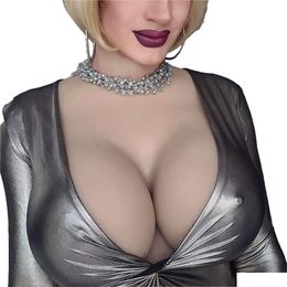 Breast Form Sile Round Collar For Crossdressers Transgender With Touch Soft Bra Pad B Cup Drop Delivery Dhv9H