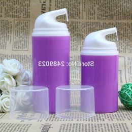 Purple Empty Airless Pump Plastic Bottles White Head Emulsion Bottle Lotion On Packaging 100 pcs/lot Ralet