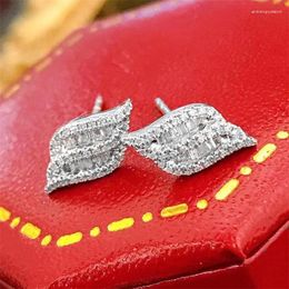 Stud Earrings Korean Niche Fresh 18K Platinum-plated Leaf Ins Simple 925 Silver Needle Hypoallergenic Holiday Gift