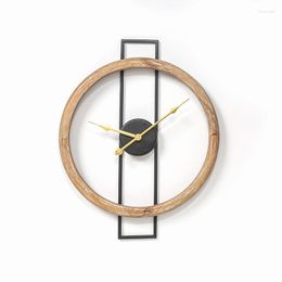 Wall Clocks American Creative Wood Clock LCD Display Silent Modern Design Living Room Decorations Reloj De Pared