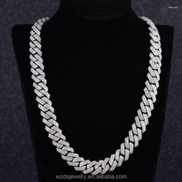 Chains Hip Sterling Silver Moissanite Diamond Cuban Link Chain Necklace