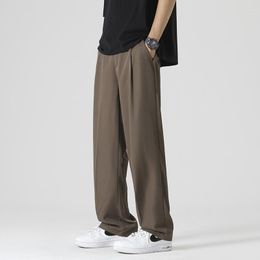 Men's Pants Summer Thin Suit Straight Tube Loose Ice Drop Feel Versatile Black Casual