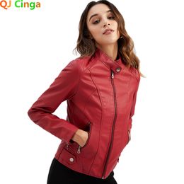 Womens Leather Faux Spring and Autumn Style Gules Jacket Fashionable Trim Motorcycle Women Coat Black Purple Brown S4XL 230822