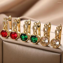 Stud Earrings MultiLuxury Green Faux Gems Key Shape Classic Round Women's Engagement Jewellery Accessories