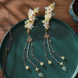 Hair Clips 2PCS Chinese Osmanthus Flower Tassel Hairpins Vintage Hanfu Party Dress Barrettes Retro Tiaras Jewelry For Women