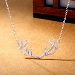 Chains FoYuan Silver Color Korean Deer Horn Pendant Necklace Fashion Sweet Temperament Jewelry