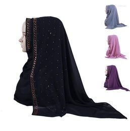 Ethnic Clothing Product Diamond Chiffon Women Long Hijab Scarf Muslim Lady Caps Islam Turkish Turban Shawl Headscarves