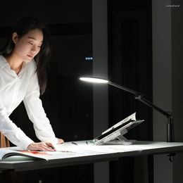 Table Lamps UPERGO Adjustable Height Long Arm Foldable Clip-on Desk Lamp Light Metal Dimmable LED