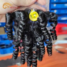 Synthetic Wigs Htonicca 4x4 Closure Human Hair Bouncy Curly Remy Hair Light Brown Lace Indian Curly Closure for Black Women x0823