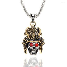 Pendant Necklaces Items Mens Cool Japanese Samurai Gold Skull Stainless Steel Necklace Chain Jewellery Accessories
