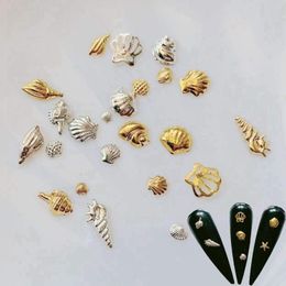 Nail Art Decorations 100PCS/Bag 3D Metal Sea Shell Starfish Mixed Rhinestone Animals Stud Spike Manicure Tips Stickers Accessorie 3MM&5M