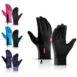 Five Fingers Gloves Winter For Men Women Touchscreen Windproof Thermal Warm Cycling Glove With Zipper NonSlip Outdoor Driving Sport 230823