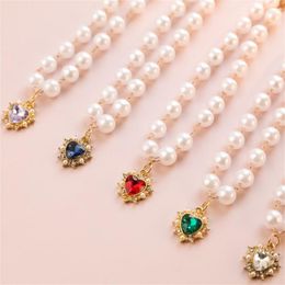 Dog Collars Pet Collar Jewelry Necklace Pearl Adjustable Flash Diamond Kitten Household Decoration Supplies Cat Accessories