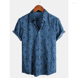 Men's Casual Shirts Summer 3D Pattern Bohemian Tribe Classic Daily Beach Short Sleeve Shirt