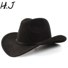 Wide Brim Hats Bucket Hats 2Big Size Wool Women's Men's Western Cowboy Hat For Gentleman Lady Jazz Cowgirl With Leather Cloche Church Sombrero Caps 230822