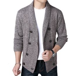 Men's Sweaters 5 Colours optional men's knit jacket spring autumn classic lapel solid Colour soft warm sweater highquality casual Tops 230822