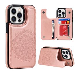 PU Leather Mandala Flower Card Holder Wallet Cases For iPhone 14 Pro Max 13 12 11 XR XS X 8 7 Plus Shockproof Floral Flip Stand Phone Cover Funda