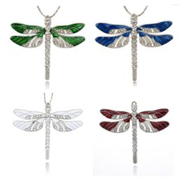 Pendant Necklaces 2pcs Alloy Enamel Dragonfly Big Pendants Crystal Rhinestone Metal Charms For DIY Necklace Keychain Jewellery Making 57x64mm