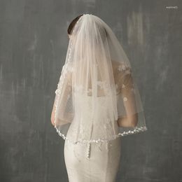 Bridal Veils Boho Style Lace Edge Wedding For White Soft Tulle One Layer Veil With Comb Eblow Length Accessoires Mariage