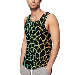 Men's Tank Tops Rainbow Giraffe Top Animal Print Sportswear Daily Workout Males Custom Sleeveless Shirts Large Size 4XL 5XL