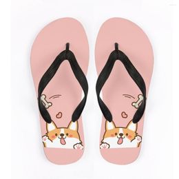 Slippers Kawaii Dog Print Flip Flops Cartoon Pet Leisure Summer For Women Brand Beach Flat Shoes Custom Chanclas 2023