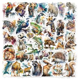 50 PCS Mixed Watercolor Animals Laptop Stickers For Car Fridge Helmet Ipad Bicycle Phone Motorcycle PS4 Book Pvc DIY Toys Kids Decals