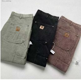 5slr 2023 Men's Pants Fashion Brand Carhart B01 B136 Washed to Make Old Overalls Knee Cloth Logging Pants Trousers 22ess