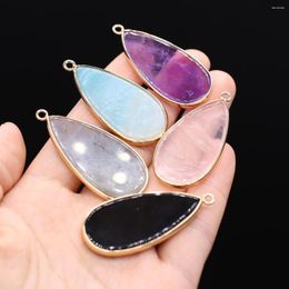 Pendant Necklaces Fashion Jewelry Natural Stone Drop-shaped Rose Quartz Agates For Making DIY Charms Necklace Earring Gift 21x45mm