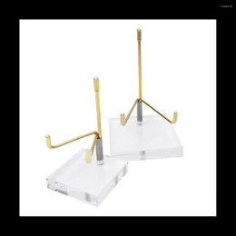 Jewelry Pouches 2 Pcs Adjustable Metal Arm Display Stand Easel With Clear Acrylic Base For Gemstones Crystal Mineral Plates