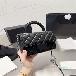 Diamond Ball Mini Handle Handbag Classic Diamond Quilted Square Fat Chain Shoulder Bag Luxury Sheepskin Silver Hardware Flap Crossbody Bag 17CM