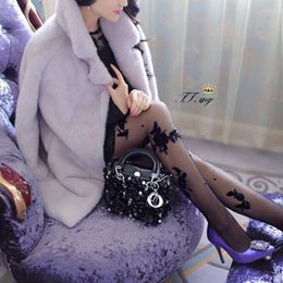 Women Socks Lei Korean Version Of Stockings Autumn And Winter Silk Sexy Pearl Embroidered Flowers Any Cut Pantyhose