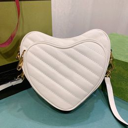 Heart Shaped Shoulder Bag Double Layer Wallet Totes Pure Leather Diagonal Hardware Letter Zipper Removing Straps Fashion Dinner Bags High-quality