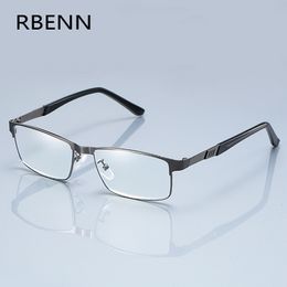 Blue Light Blocking Glasses RBENN Stainless Steel Men Business Reading Glasses Full Frame Metal Presbyopia Optical Eyeglasses 0.75 1.75 2.25 2.75 5.0 6.0 230823