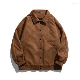 Men's Jackets Spring Autumn Suede Casual Coats Solid Mens Brand Clothing Turn Down Collar Male Bomber