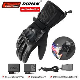 Five Fingers Gloves DUHAN Heated With Battery Powered Winter Thermal Motorcycle Riding 100% Waterproof Outdoor Ski Men 230823