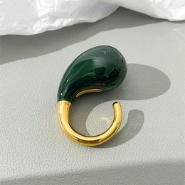 Wedding Rings 2023 Charm Famous Designer Brand Blackish Green Water Drop Ring Women Europe America Luxury Jewellery Trend 230822