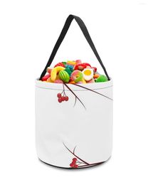 Storage Bags Christmas Cute Warbler Bird Branch Fruit Home Decor Toys Basket Candy Bag Gifts For Kids Tote Cloth Party Favor