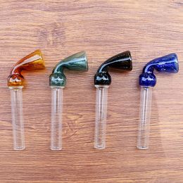 Latest Colourful Horn Style Pyrex Thick Glass Hand Pipes Portable Innovative Philtre Herb Tobacco Spoon Bowl Smoking Bong Holder Innovative Cigarette Holder Tube