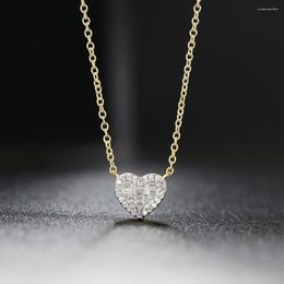 Pendant Necklaces Uilz Korean Heart Cubic Zirconia For Women Gold Color Choker Party Birdal Wedding Jewelry