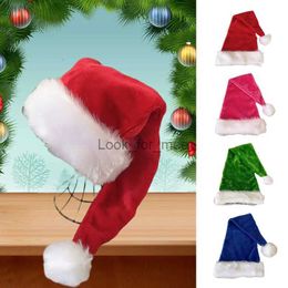 75cm Long Plush Merry Christmas Hat Cosplay Costume Santa Claus Cap For Adult Gift New Year Christmas Xmas Party Decoration HKD230823