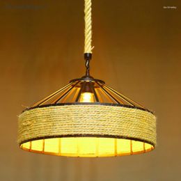 Pendant Lamps American Country Rope Chandelier Retro Creative Adjustable Restaurant Bar Cafe El Light Modern Decor