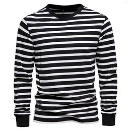 Men's Casual Shirts Long Sleeve Stripe Fashion Versatile Autumn Winter Warm Underwear Tops Sports Workout Cosy Breathable Blouse