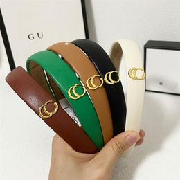 Brand Designer Letter Solid Printing Headband for Women France Vintage Fashion Wide Hair Hoop Sports Turban Headwrap Women's 2737