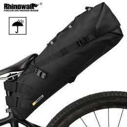 Panniers Bags Rhinowalk Bike Saddle Bag Waterproof MTB Road Bicycle 13L Large Capacity Cycling Foldabe Tail Rear Trunk Accessories 230823