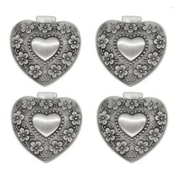 Chopsticks 4X Classic Vintage Antique Heart Shape Jewellery Box Ring Small Trinket Storage Organiser Chest Christmas Gift Silver