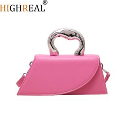 Evening Bags HIGHREAL Metal Top Handle Fashion Handbags For Women Designer Luxury Elegant Boutique Crossbody Quality Messenger 230823