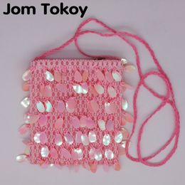 Handbags Pink Cute Girl Sequins Beaded Bag Handmade Shoulder Messenger 230823