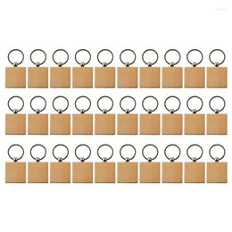 Keychains 30Pcs Blank Square -Shaped Wooden Keychain DIY Wood Key Tags Gifts