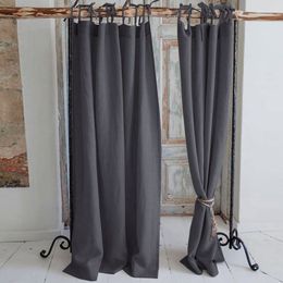 Sheer Curtains Handmade 100 Pure Linen Cortina Tie Top Curtain Soft Solid Colour Kitchen Shower for Decor Customised 230822